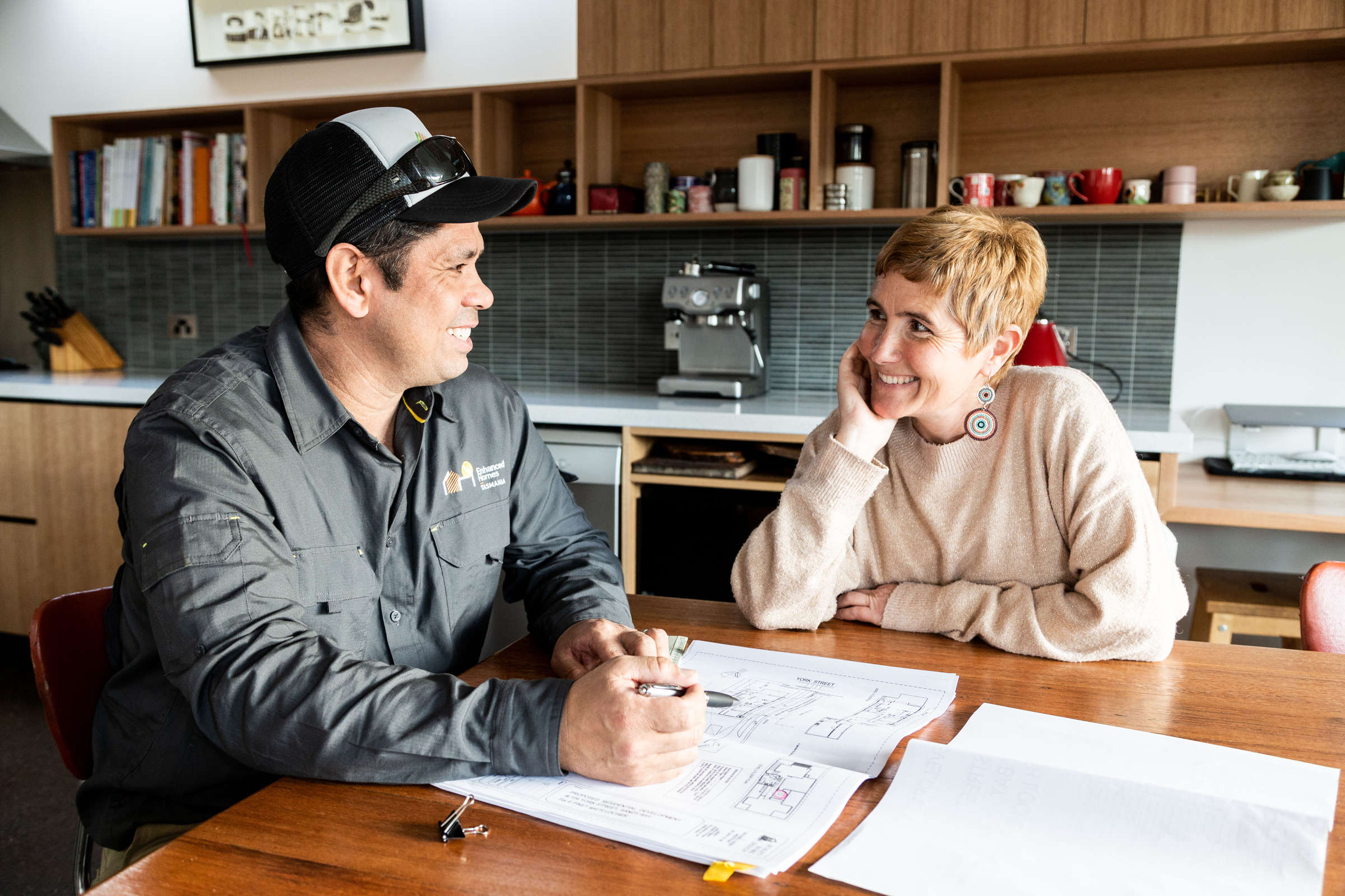 Matt collaborating with a valued client about their renovation. Credit: Jordan Davis.