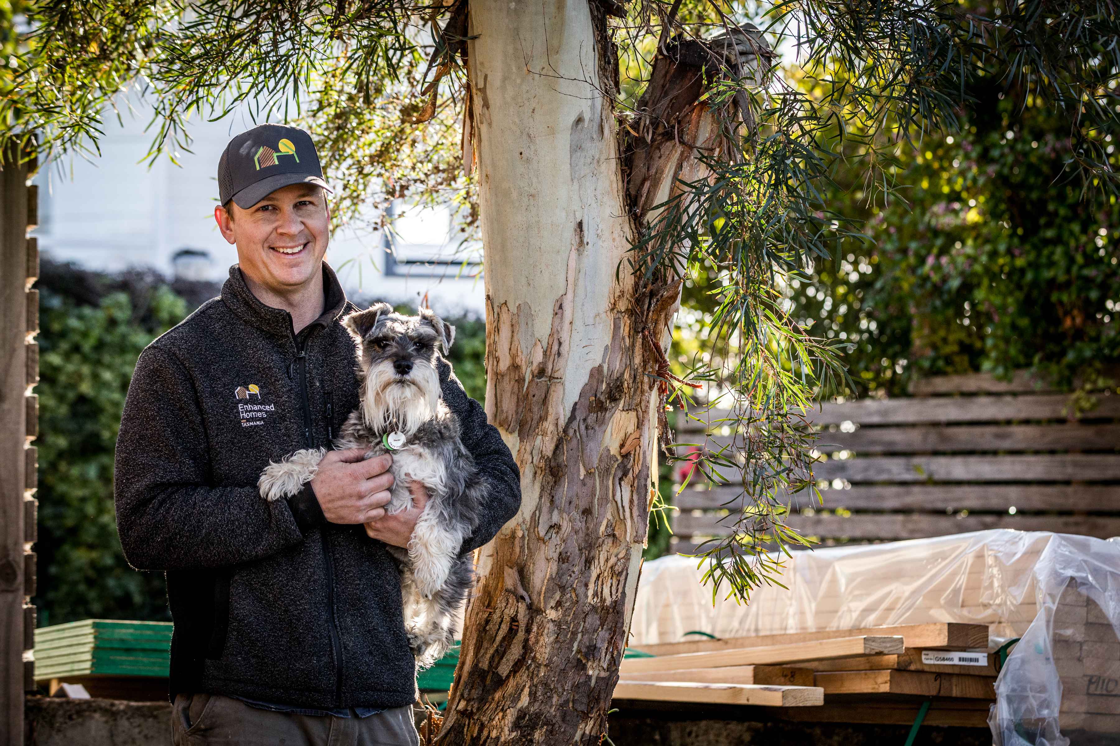 Nathan (one of our foremen) and his trusty sidekick Sid (terrier). Photo: Natalie Mendham.